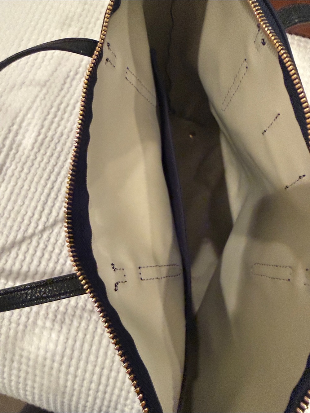 Lauren Ralph Lauren Navy and Black Tote with Gold Hardware - Picture 4 of 7